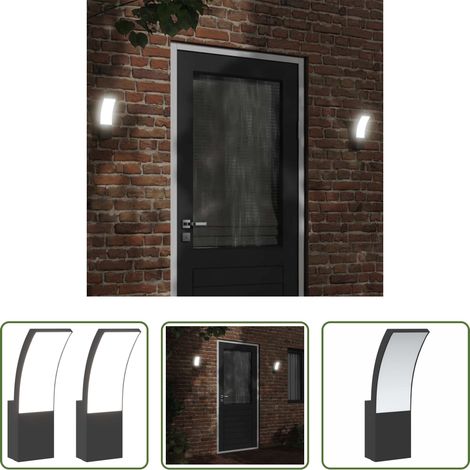 Außenbeleuchtung - LED-Außenwandleuchten 2 Stk. Schwarz Aluminiumdruckguss (1/5)
