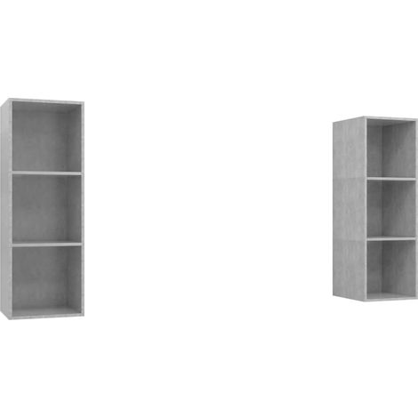 Meubles TV muraux 2 pcs, Étagère TV, Meuble de Salon, Gris béton Aggloméré OIB4066E (1/5)