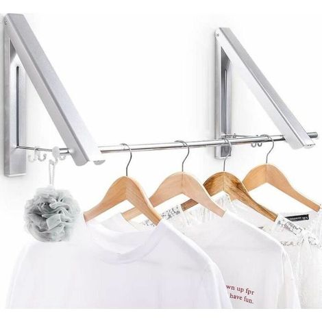 Wall-Mounted Clothes Drying Rack, Foldable Wall Mounted Drying Rack with 40cm Bar, with Hook (1/4)