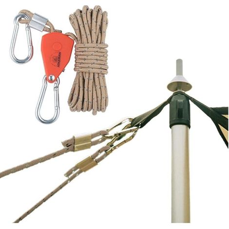 SABIR 4m Cordes Réfléchissante Pour Tente,Cordes Pour Tente Réfléchissante,4 Mm Corde Ficelle Avec Poulie En Alliage De Zinc,Corde Tente Camping,Kaki-4PCS (1/4)