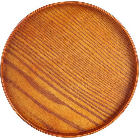 Runde Servierplatte aus Naturholz, 33 cm Durchmesser, Holzschale für Tee, Speisen, Geschirr, Getränke, Vorspeisenpräsentation (1/5)