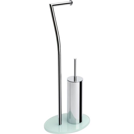 Piantana wc in metallo cromato con base in vetro (1/4)