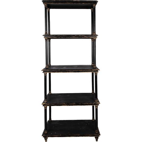 Bibliothèque de Salon en Bois Meuble de Rangement Vintage Noir 80 x 40 x 210 cm - PANGIVO (1/5)