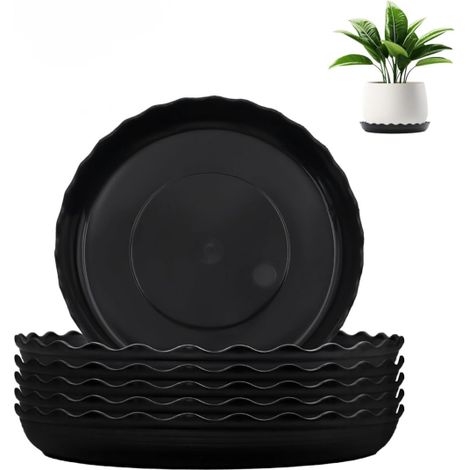 6 Pièces Coupelle Pot de Fleur Rond, Plastique Soucoupes Pots de Fleurs, sous Pot de Fleur Convient aux Plantes D’intérieur et D’extérieur