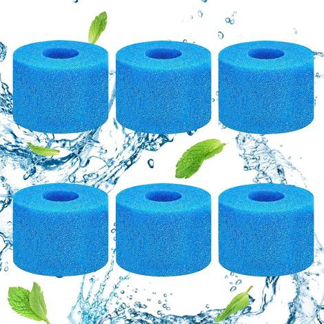 Applicable Lot de 6 Filtre Spa S1, Filtre en Mousse pour Spa, Filtre Spa S1 Mousse, Filtre S1 Mousse, Éponge Filtrante Type S1, Réutilisables et Lavables, pour Spa, Piscine