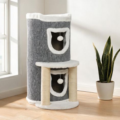Arbre à chat gris en aglomerado de Madera Felpa 50 x 36 x 76 cm (1/5)