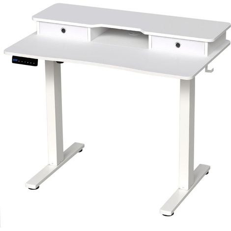 Bureau assis-debout électrique 100 x 60 cm, réglable 73-122 cm, avec rangement, pour télétravail et bureau (1/5)