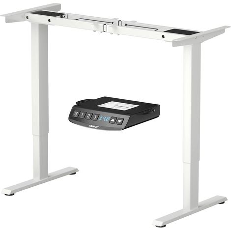 COSTWAY Scrivania Regolabile in Altezza, Scrivania Elettrica con 2 Motori con Memoria, Protezione Anticollisione e Vassoio per Cavi, Standing Desk per Casa e Ufficio, Portata 80 kg (Bianco) (1/5)