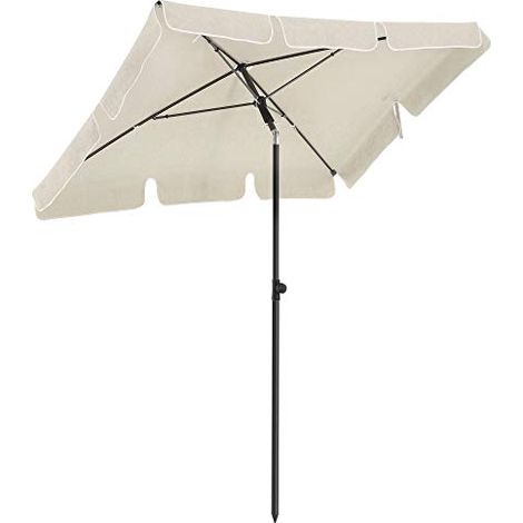 Ombrellone da balcone rettangolare 2 x 1 25 m Protezione UPF 50+ ombrellone in tela con rivestimento in PA borsa per il trasporto terrazza giardino senza base beige 120001764