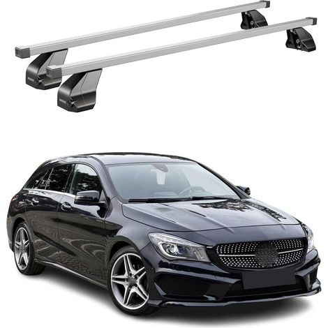 OMAC Dachträger Querträger Stahl für Mercedes CLA X117 2015-2019 – Abschließbar – City-Crash-getestet – DIN 75302:2019 – ISO/PAS 11154:2006 – Max. 75 kg Silber (1/5)