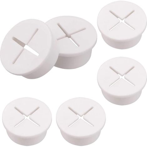 Lot de 6 passe-câbles flexibles en silicone, passe-câbles en caoutchouc blanc (1/5)