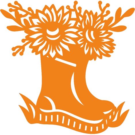 Decorazione: Ciondolo a forma di stivale di gomma autunnale con motivo a foglie traforate, grande, arancione