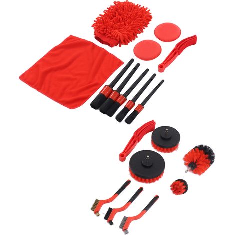 Kit de Nettoyage Auto avec Brosse de Détail pour Intérieur et Extérieur, Jantes et Tableau de Bord
