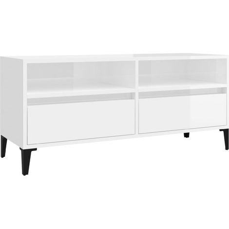 Mobile TV multimediale scaffale per televisione televisione buffet sala da pranzo soggiorno camera da letto lucido 100 x 34,5 x 44,5 cm derivati del legno bianco 020026972