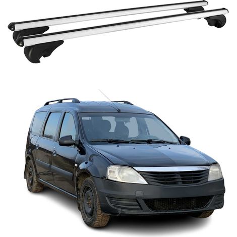 OMAC Aluminium Dachträger Querträger für Dacia Logan mk1 2008-2012 FL – TÜV / DIN 75302:2019 – Abschließbar – Max. 75 kg – 2 Stangen Silber (1/5)