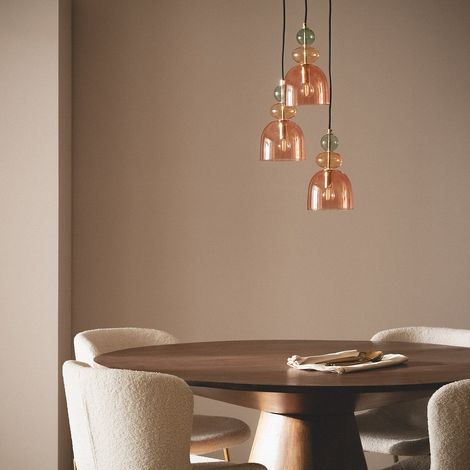 Ledkia – Suspension métal et verre Tri Baudelaire rouge – Design vintage – Câble de suspension réglable – Compatible ampoules E14 (1/5)