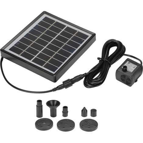 Fontaine solaire à pompe haute efficacité et économie d'énergie, noire, pour bassin à oiseaux et petit étang de jardin (2 W). (1/5)