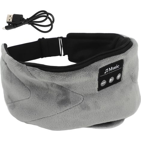 Cache-ny masque de sommeil Bluetooth avec 20 sons blancs 4 musiques apaisantes anti-lumière casque audio pour homme femme cadeau gris (1/5)