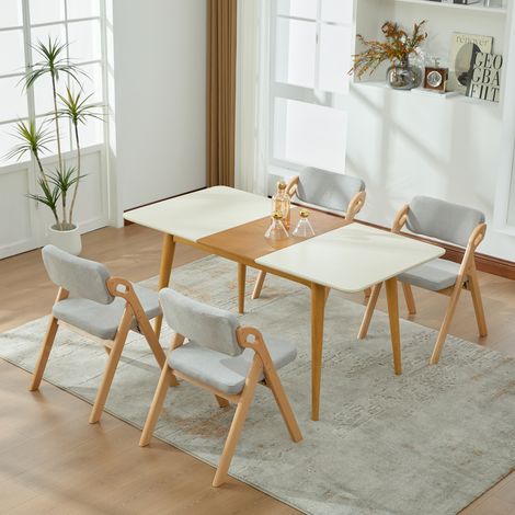 Sedie pieghevoli con sedili imbottiti in legno massello (faggio), sedie da pranzo impilabili (set da 4), come sedie aggiuntive per cucina, ufficio, matrimonio, festa, picnic. Gary (1/5)
