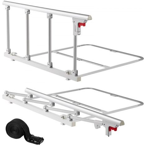 Barandilla de Cama Plegable a Personas Mayores, 97 cm, con Correa de Sujeción, Protección Anticaídas y Protección de Bordes, Compatible con Camas King, Queen, Matrimoniales e Individuales (1/5)