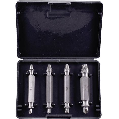 4-teiliger Satz zum Entfernen abgebrochener Schrauben - Universelles Kit mit Linksgewinde, verschleißfester und langlebiger Stahl, ergonomisches Handwerkzeug zum Lösen beschädigter Bolzen und Schraube