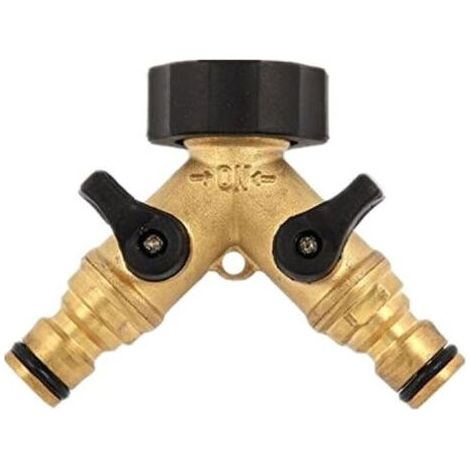 1 Adaptateur tuyau laiton Y 2 voies robinet sphérique connexion rapide jardin lavage voiture (1/5)