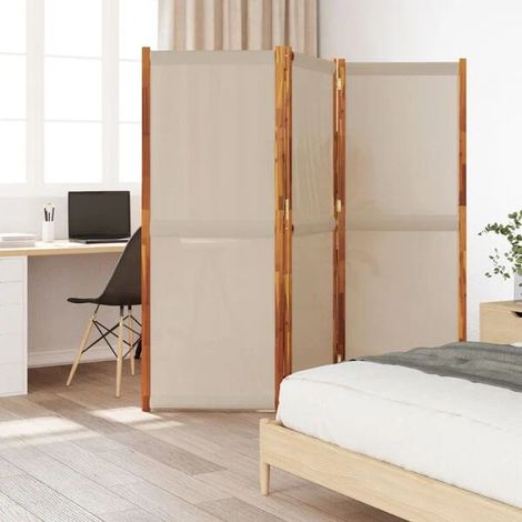 Paravent 3 Panneaux, Séparateur de Pièce Pliable en Tissu, Écran de Confidentialité Gris Brun, 210 x 180 cm (1/5)