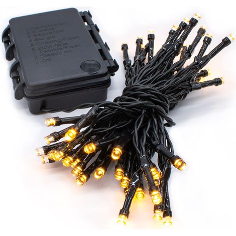 LED Außen Lichterkette warm weiß - 7 m / 96 LED - Garten  Weihnachten Winter Deko Beleuchtung Timer Batterie