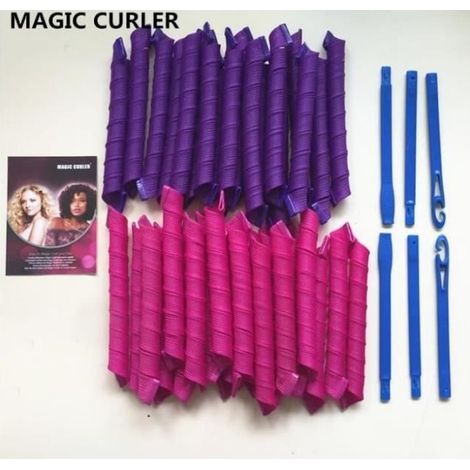 (Viola) Bigodini manuali in plastica – 40 pezzi – Rosa scuro e viola (1/2)