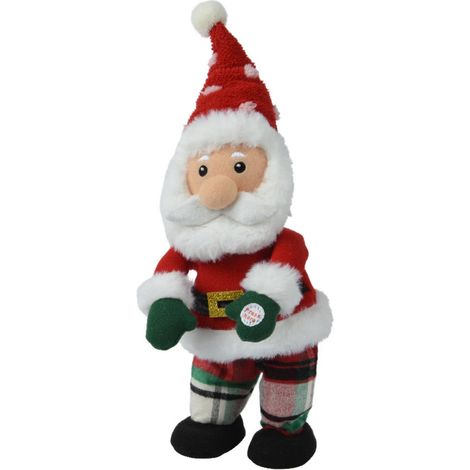 Peluche natalizio Babbo natale con animazioni e suoni, per interno da 40 cm