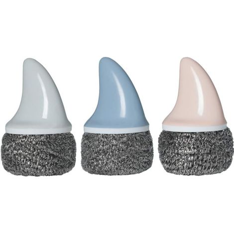 3 Pièces en Acier Inoxydable Fil Éponges avec Aileron de Requin Poignée en Acier Brosse De Nettoyage Remplaçable Métal Laveur Récureur pour Laver La Vaisselle Pan Bols 1000 pcs (1/5)