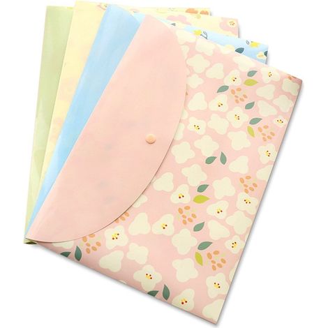 Viererpack Dokumententaschen/Umschläge/A4-Papieraufbewahrungstaschen mit Blumenmuster (1/4)