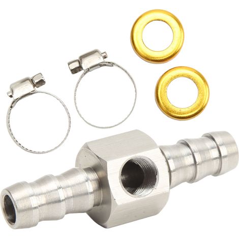 Raccord en T pour conduite de carburant, adaptateur de capteur de jauge de pression en acier inoxydable 304, avec collier, pour lignes de refroidissement, boîte de vitesses et carburateur, 3/8 pouce (1/5)