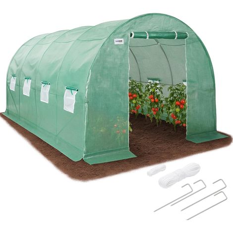 Serre De Jardin Tunnel Avec Fondation En Acier 4x2,5x2 M, 10 M² Avec Porte Et 9 Fenêtres, Serre Tomate Résistante À L'hiver, Tunnel En Film Uv4 140 G/M² (1/5)