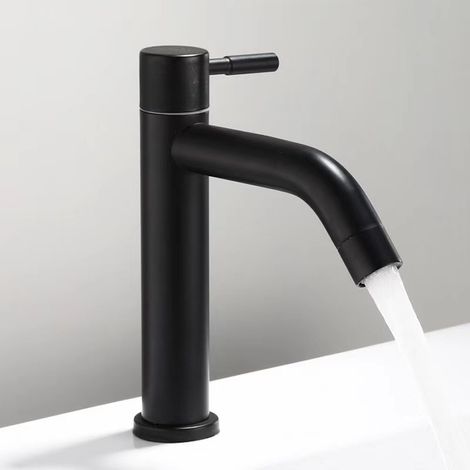 Black Cold Water Faucet with Bubbler Replacement, for Toilet, Bathroom (1/5)