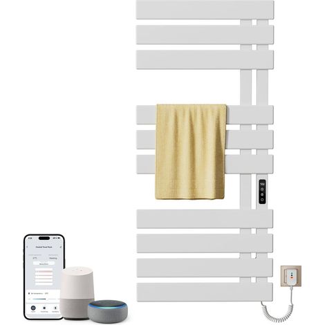 Scaldasalviette Elettrico,1700 × 550 mm WIFI Porta asciugamani elettrico,Termoarredo Elettrico da Bagno a Parete,Con interruttore touch,Compatibile con Google Home e app controllo (Nero, Sinistra) (1/5)