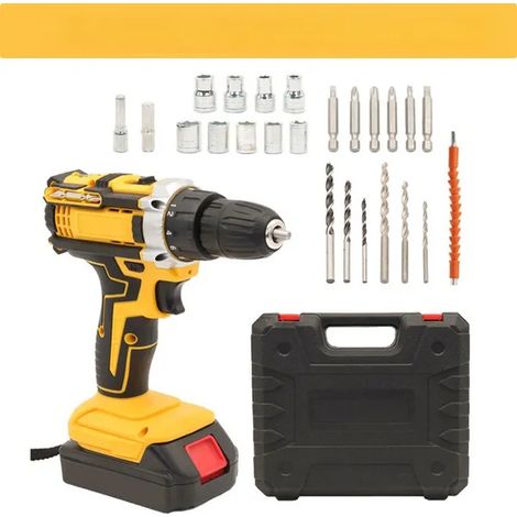 Perceuse-visseuse à percussion sans fil 21 V, 2 batteries Li-ion 2,5 Ah, 2 vitesses, mandrin sans clé 10 mm, coffret accessoires (1/5)