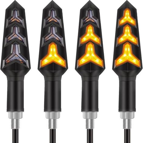 4 intermitentes para motocicleta, luces de señalización de colores, 12V 12 bombillas LED para motocicleta, scooter, quad, cruiser, todoterreno, en forma de Y. (1/5)