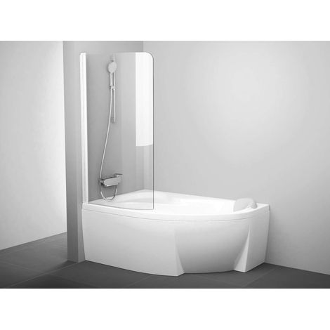 Ravak Rosa - Paroi de baignoire CVSK1-160/170 G, 100x150 cm, blanc mat/verre clair 7QLS0E00Y1 (1/2)