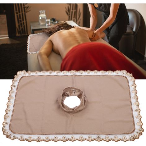 Housse de Table de Massage avec Ouverture Faciale, Couverture pour Spa et Soins de Beauté en Tissu Clair (1/5)