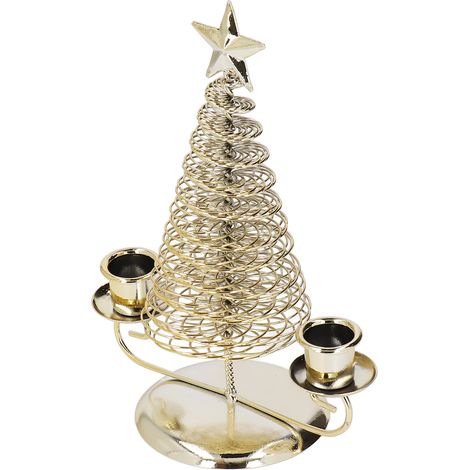 Kerzenornamente, europäisches Metall, Weihnachtsbaumform, Wachskerzenhalter, Heimdekoration, doppelt, Gold (1/5)