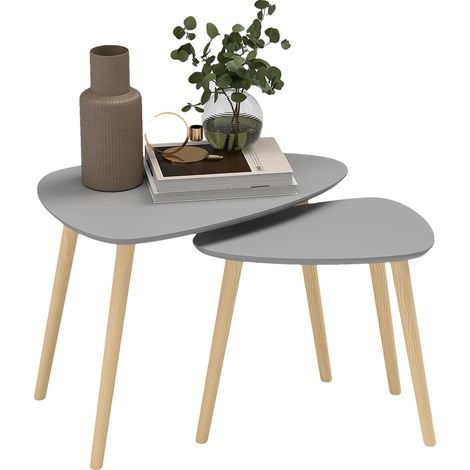 Table Basse, Design Empilable, Style Minimaliste, GRIS CLAIR (1/5)