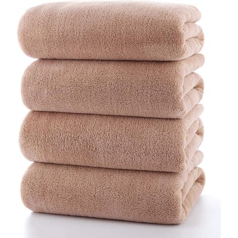 Lot de 4 serviettes de bain. Ultra douces, absorbantes, légères, à séchage rapide et résistantes, idéales pour la salle de sport. (1/5)