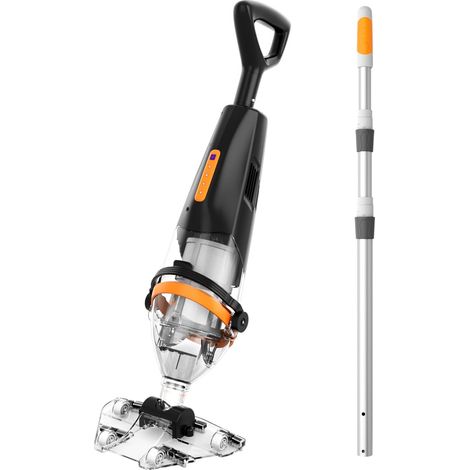 Wireless Pool Vacuum Cleaner with Remote Switch, Telescopic Pole 1.8 m, 75 Min Autonomy, Suction 18 GPM, Pool Cleaner for Above Ground Pools, Spa and Jacu (Black) (1/5)