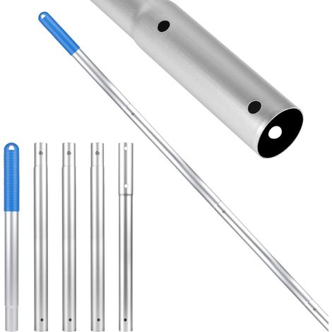 Aluminium Telescopic Pole, 5 Sections 1.7 m Pool Pole – Compatible with EZ Clip, Telescopic Adjustable and Extendable Rod for Running, Skimmer Netting, Swimming Pool Brushes (1/5)