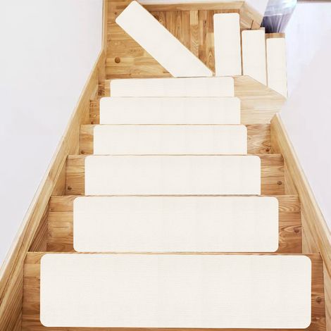 Tapis de marches d'escalier antidérapant 5 pièces, tapis d'escalier de sécurité avec adhésif réutilisable, marches d'escalier 70x22x4.5 cm (1/5)