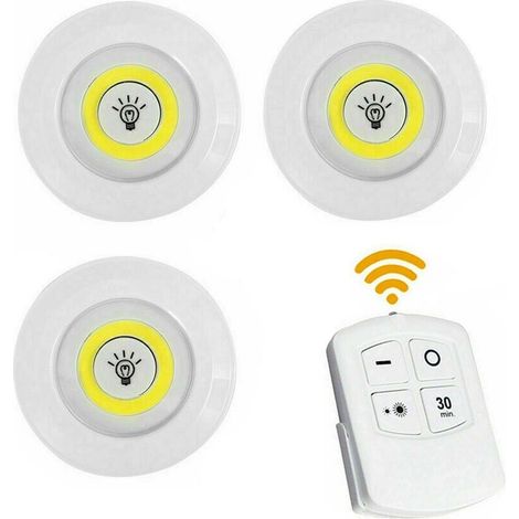 Faretto A Led Cob Luce Bianca 3 Faretti Con Telecomando Casa Cucina Negozio (1/4)
