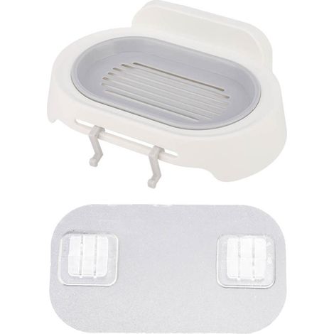 Porte-Savon Double Couche Avec Ventouse Et Crochet Pour Salle De Bain Organisation Blanche (1/5)
