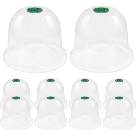 Lot de 12 cloches de jardin en plastique, 19 x 16 cm, avec 24 piquets de fixation. (1/5)