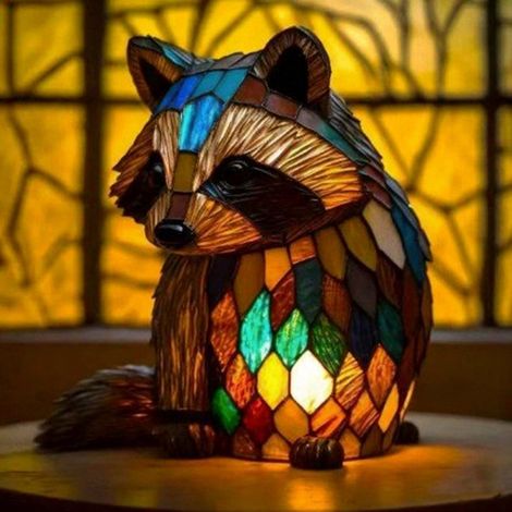 Lampe D'Animal En Verre Émaillé - Lampe De Table À Led Avec Éclairage Chaud - Décoration Intérieure En Résine - 1 Pièce (1/5)